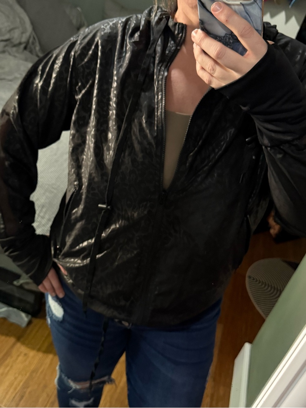 Women's ZYIA ACTIVE Leopard Print, Hooded Bomber Jacket- XL